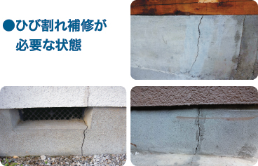 ひび割れ補修が必要な状態