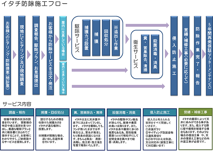 イタチ防除施工フロー